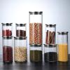 With Stainless Steel Lid Sealed Can Transparent Coffee Bar Station Organizer  Kitchen Supplies