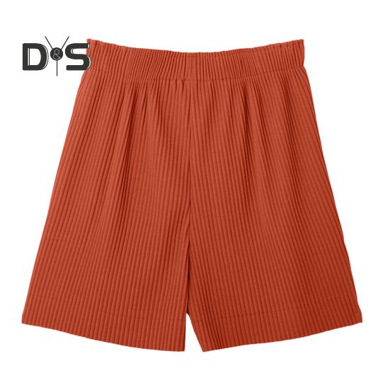 Women Shorts Elastic High Waist Ribbed Design Solid Color Casual Loose Fit Shorts Summer Wide Leg Shorts