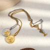 MamacitaSlay 316L Stainless Steel Mixed Colour Double Pattern Sun Moon Necklace 18K Gold Plated Waterproof Jewelry Women's Gifts
