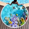 Underwater World Marine Animal Round Beach Towel with Tassels, Microfiber Quick Dry Sand Free Circle Bath Towel Gifts for Women