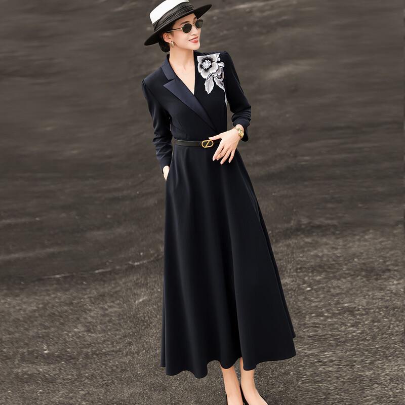 Elegant Embroidered A-Line Blazer Dress