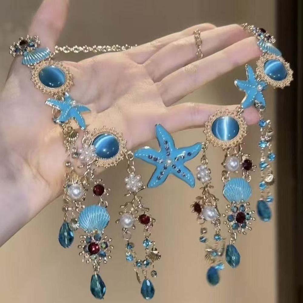 Lightweight Fairy Core Necklace Silver Plated Tassel Statement Chain  Photoshoot Props