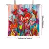 1pc Valentine's Day Romantic Love Printed Waterproof Privacy Shower Curtain with 12 Hooks Multiple Sizes Easy To Install