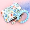 Fragmented Design Silicone Bead Bracelet Keychain Leather Card Bag Keychain  Women's Accessory