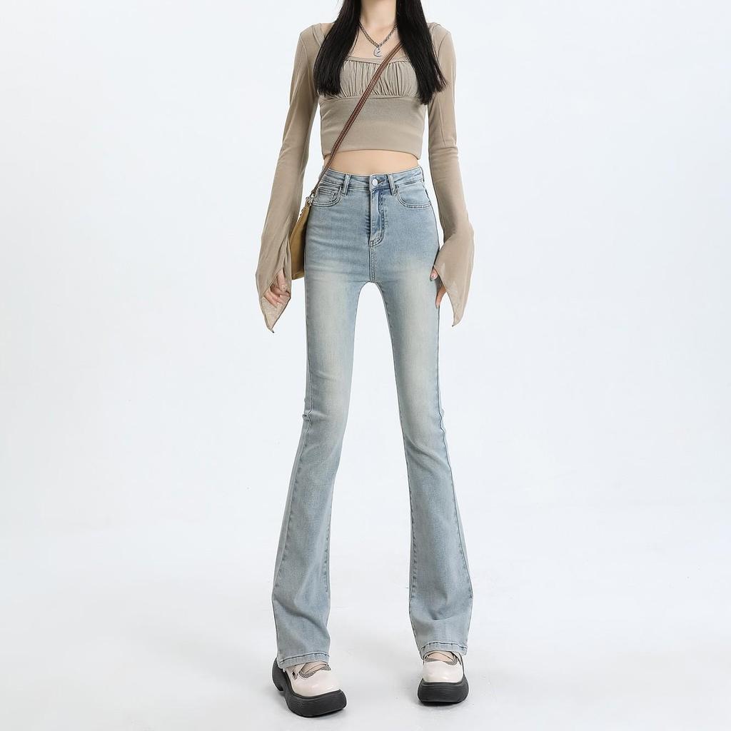 Women's High Waist Flared Jeans: Spring & Autumn Korean Retro Style