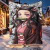 Demon Slayer Pattern Blanket for Home Decoration, Bed, Sofa, Car Travel, Camping, Suitable for All Seasons, Birthday Christmas Gift