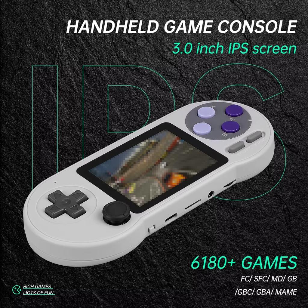 STORM WYRM Retro Game Console,SF2000 3.0 Inch IPS Screen Handheld Game Station with Wireless Controllers,Support TV & 2 Players