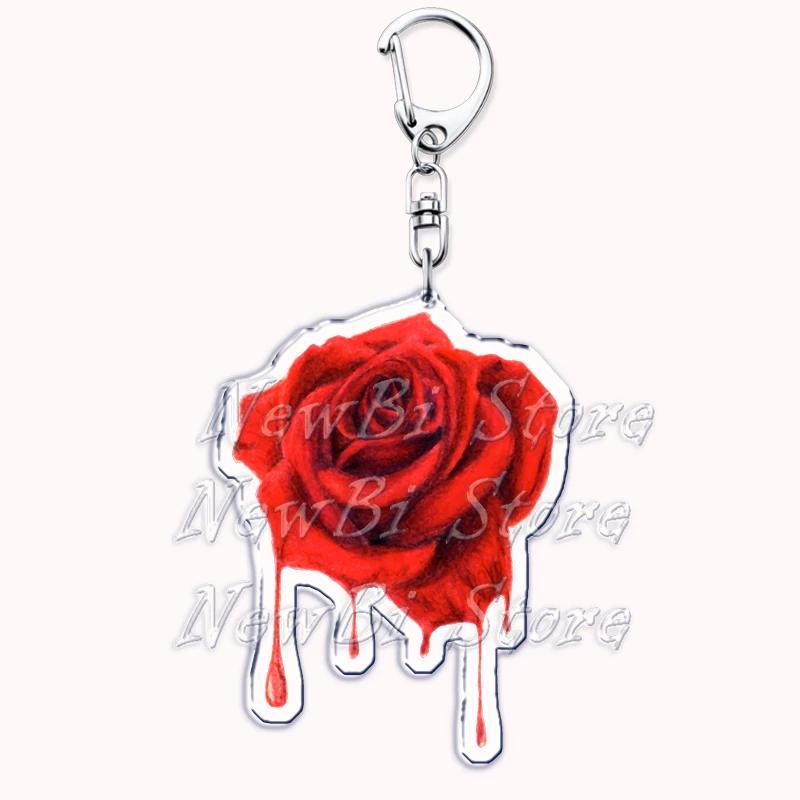Romantic Pink Rose Flower Keychains Sunflower Red Love Keyring for Accessories Bag Key Chain Ring Jewelry Lovers Friends Gift
