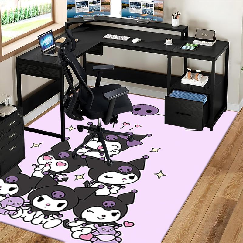 Kuromi Anime Cartoon Design Office Chair Mat Non-Slip Carpet for Home Decor, Suitable for All Seasons, Perfect Gift for Holidays.E092