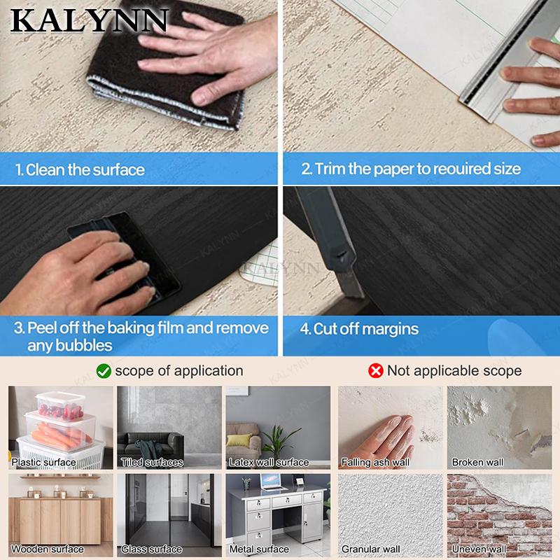 Black Wood Contact Paper Peel and Stick Self-Adhesive Wallpaper,Decorative Vinyl Film for Countertop Cabinets Furniture Surface