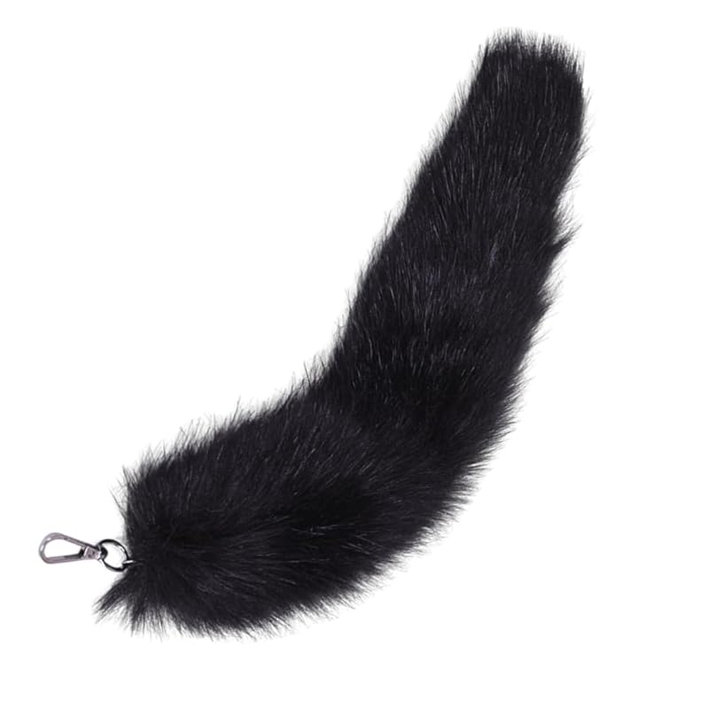 

[ideamall] tail key ring Tail fox fox fur tail key chain pendant (black)