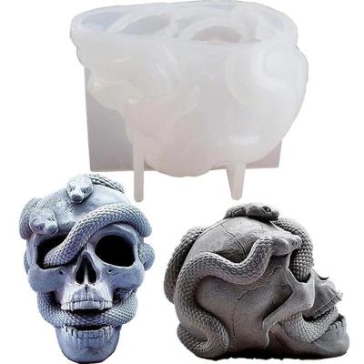 Stampo Fai-da-te in Resina Epossidica Testa di Serpente Teschio  Stampi in Silicone a Doppio Serpente Decorazione da Scrivania Casa Infestata Horror di Halloween Stampo per Candele