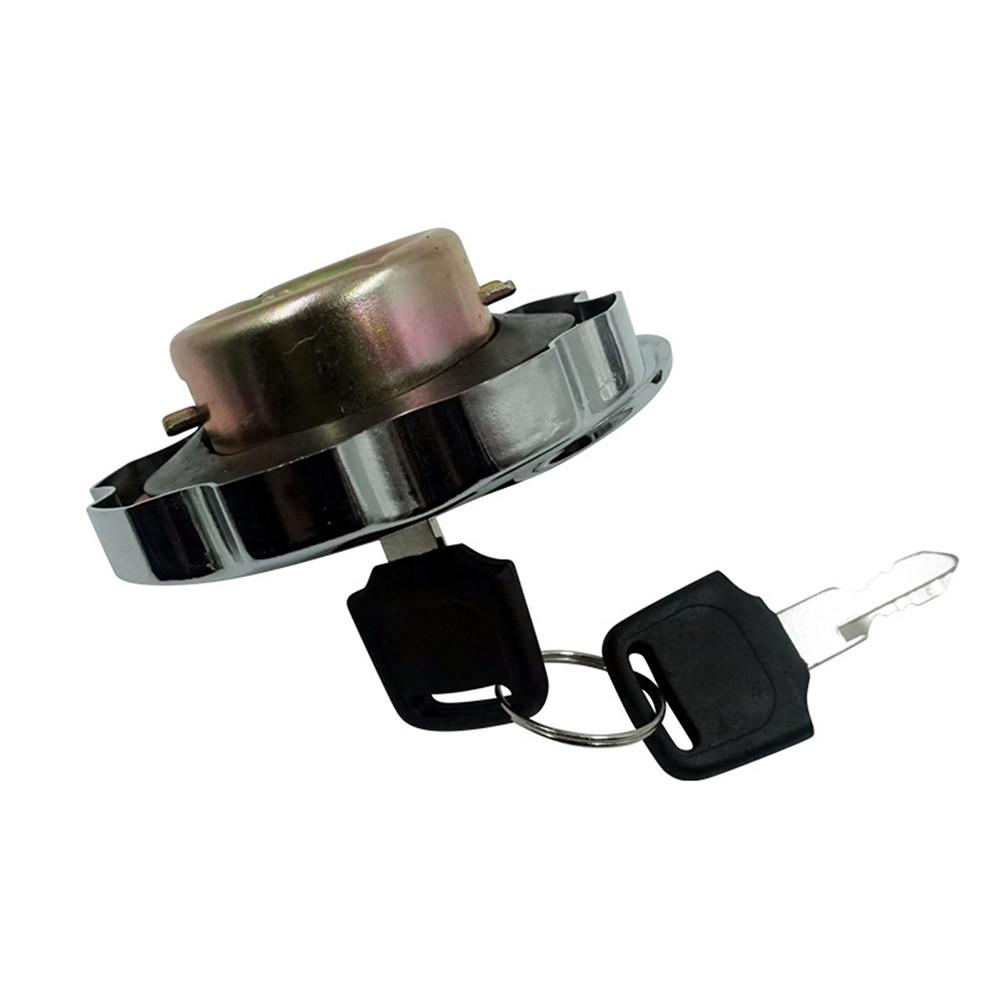 Locking Fuel Gas Tank Cap with 2 Keys for CG125 Motorcycle, Universal Chrome Aluminum Alloy Tank Cover Replacement for Motorbike ATV Dirt Bike