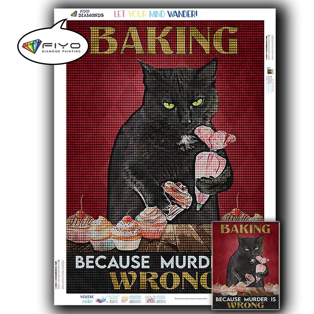 5D DIY Diamond Painting Black Cat Diamond Embroidery Vintage Cartoon Cross Stitch Picture Of Rhinestones Home Decor