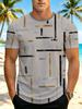 Men's Digital Print Crew Neck T-Shirt, Men's Fashion T-Shirt, Champagne Stripe Men's Fashion T-Shirt, Casual and Comfortable Crew Neck Top, Stylish