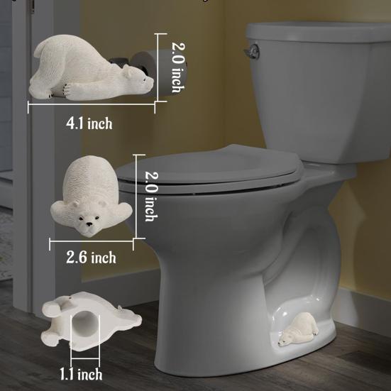 1/2Pcs Polar Bear Toilet Bolt Cover Resin White Bear Animal Figurine Waterproof Toilet