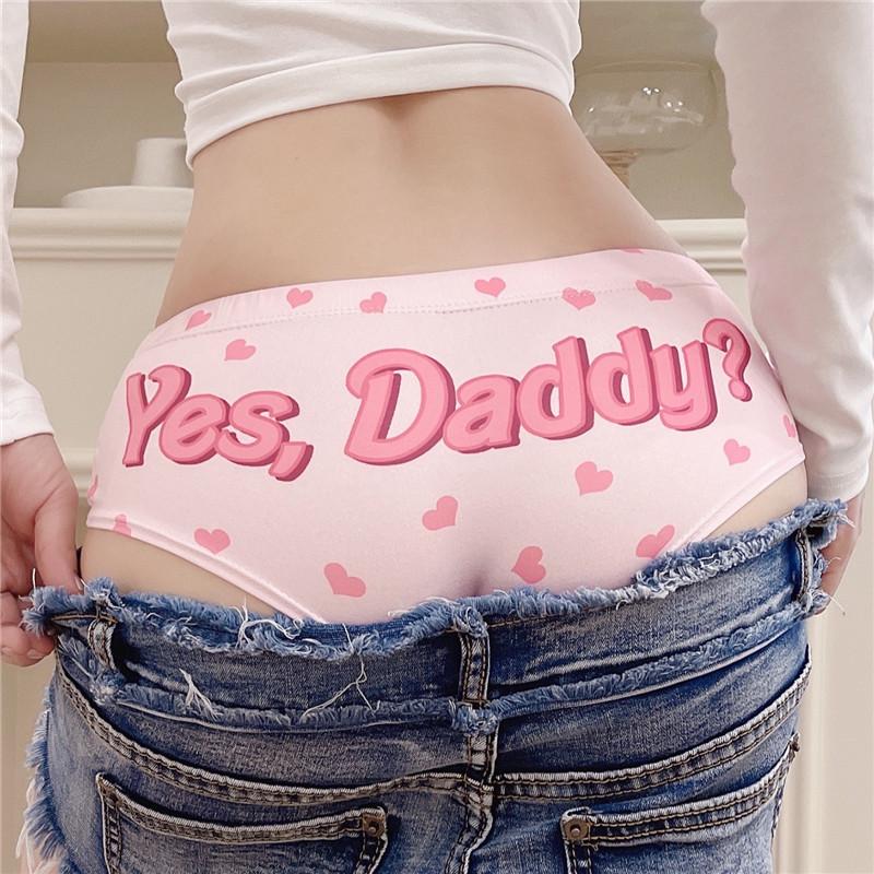 DeanFire Kawaii 3D Panties Women Underwear Yes Daddy Hearts Funny Print Push Up Briefs Lingerie Thong