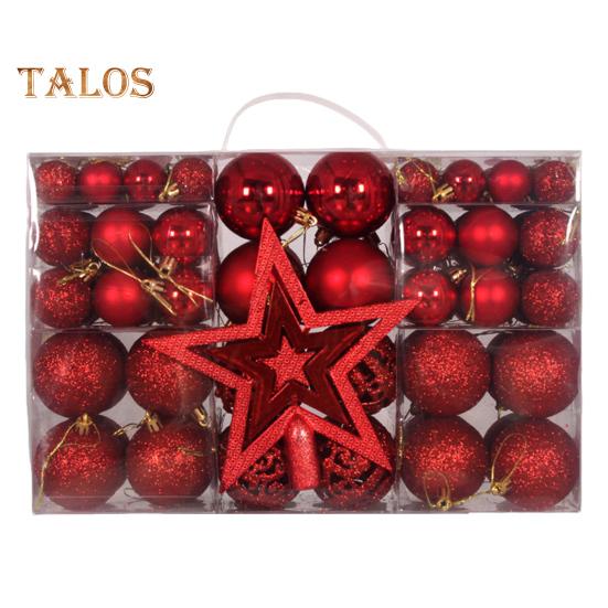 

101 шт. набор рождественских шаров, небьющиеся елочные украшения, сверкающие рождественские шары с верхушкой на елку в виде звезды для праздничного декора красный