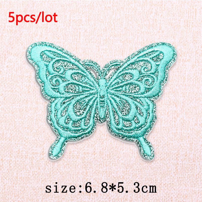 5Pcs/Lot Glitter Butterfly Bow Iron on Patches - Embroidered Patches on Clothes Bags Hats Jackets Decor