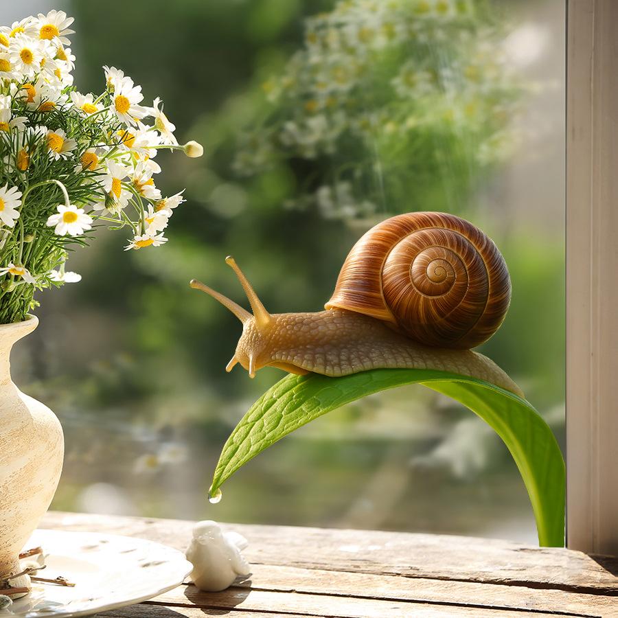 Nature Style Snail Green Leaves Decorative Sticker for Window Wall Cute Home Decor
