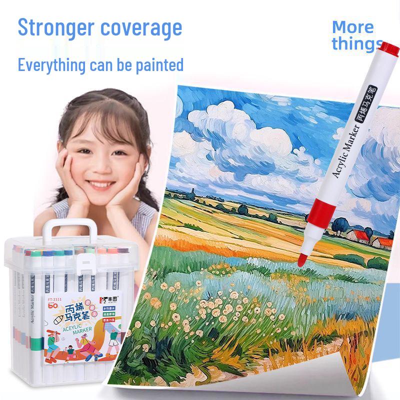 Washable Acrylic Marker Pens for Kids – No Bleed, Layerable, Perfect for DIY Graffiti & School Projects