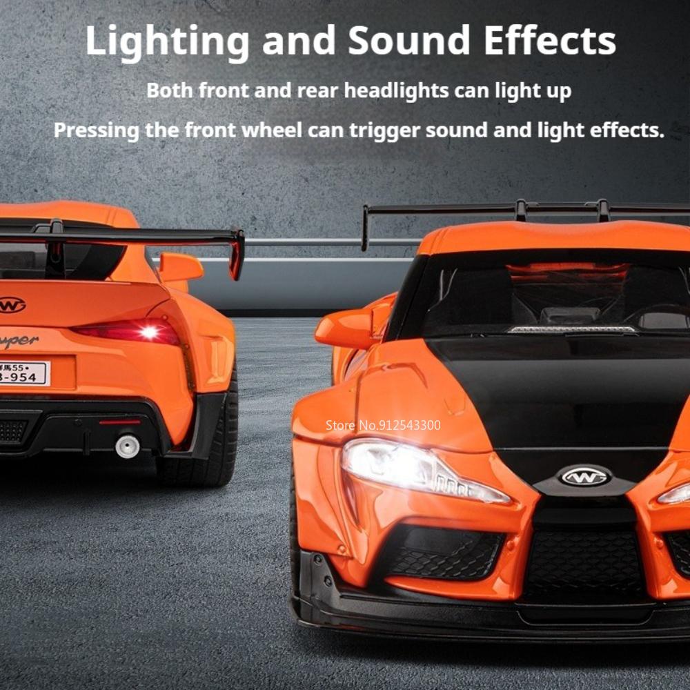 Scale 1:22 Supra LP780 Sports Car Model Toy Doors Opened Alloy Diecast Music Light Pull Back Models Presents for Children