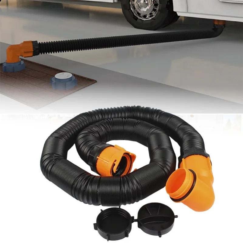 New RV Sewer Hose 3 Inch Sewage Pipe Shrinkage 1.3m To Stretch 4.8m for RV Camper Waste Management and Easy Storage