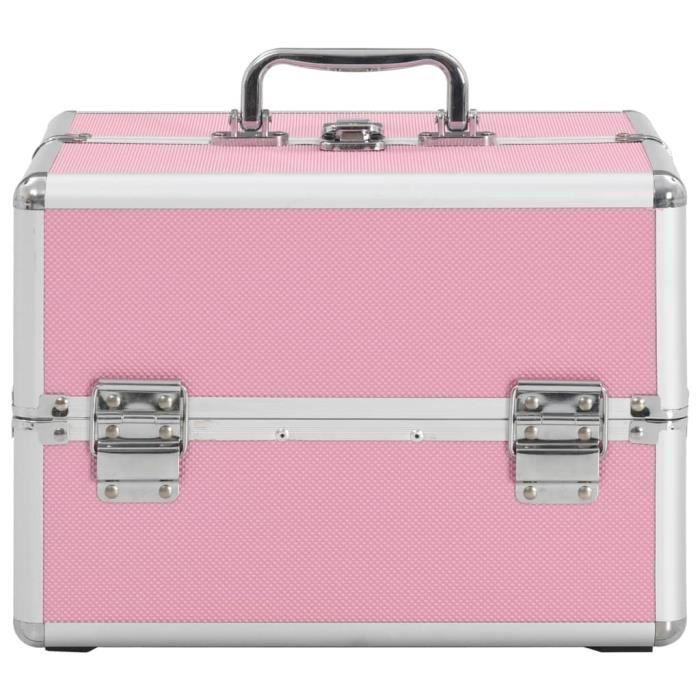 VidaXL Mallette à maquillage 22x30x21 cm Rose Aluminium