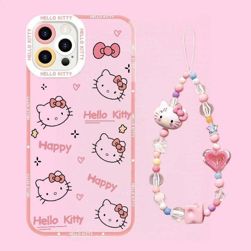 Transparent Hello Kitty Bracelet Casing For OPPO Realme C85 Pro C75 C71 C63 C61 C65 C53 C65 C67 C53 C55 C35 5G INS Phone Case