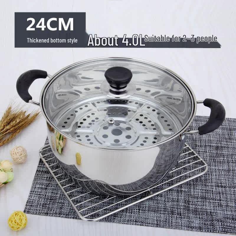 Qiewei 201 Stainless Steel Induction Steamer & Soup Pot