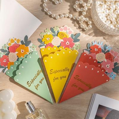 Bouquet Blessing Card Flower Shaped Design Birthday Card Holiday Greeting Card Gift Gift Cards Student Stationery Supplies