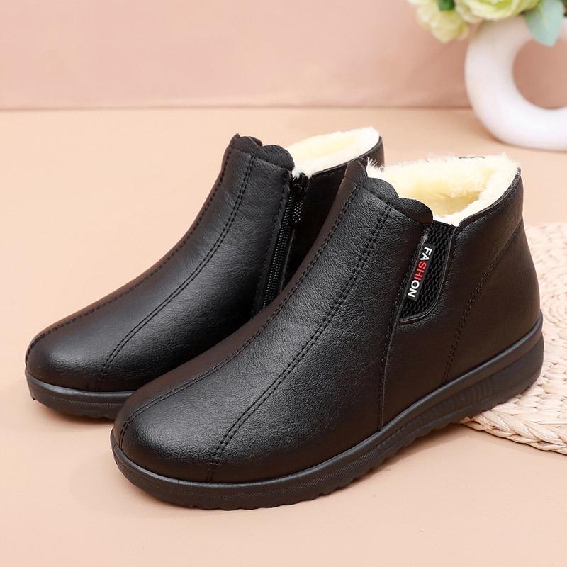 Schuhe Baumwollschuhe mittel Winter warm rutschfest weichsohlig kurze Stiefel Schuhe für Frauen mittleren Alters und ältere Damen Samt ältere Lederschuhe