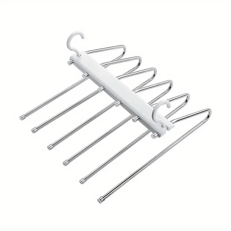 

Stainless steel folding and stretchable clothes rack, multi-layer clothes hanging and pants rack белый