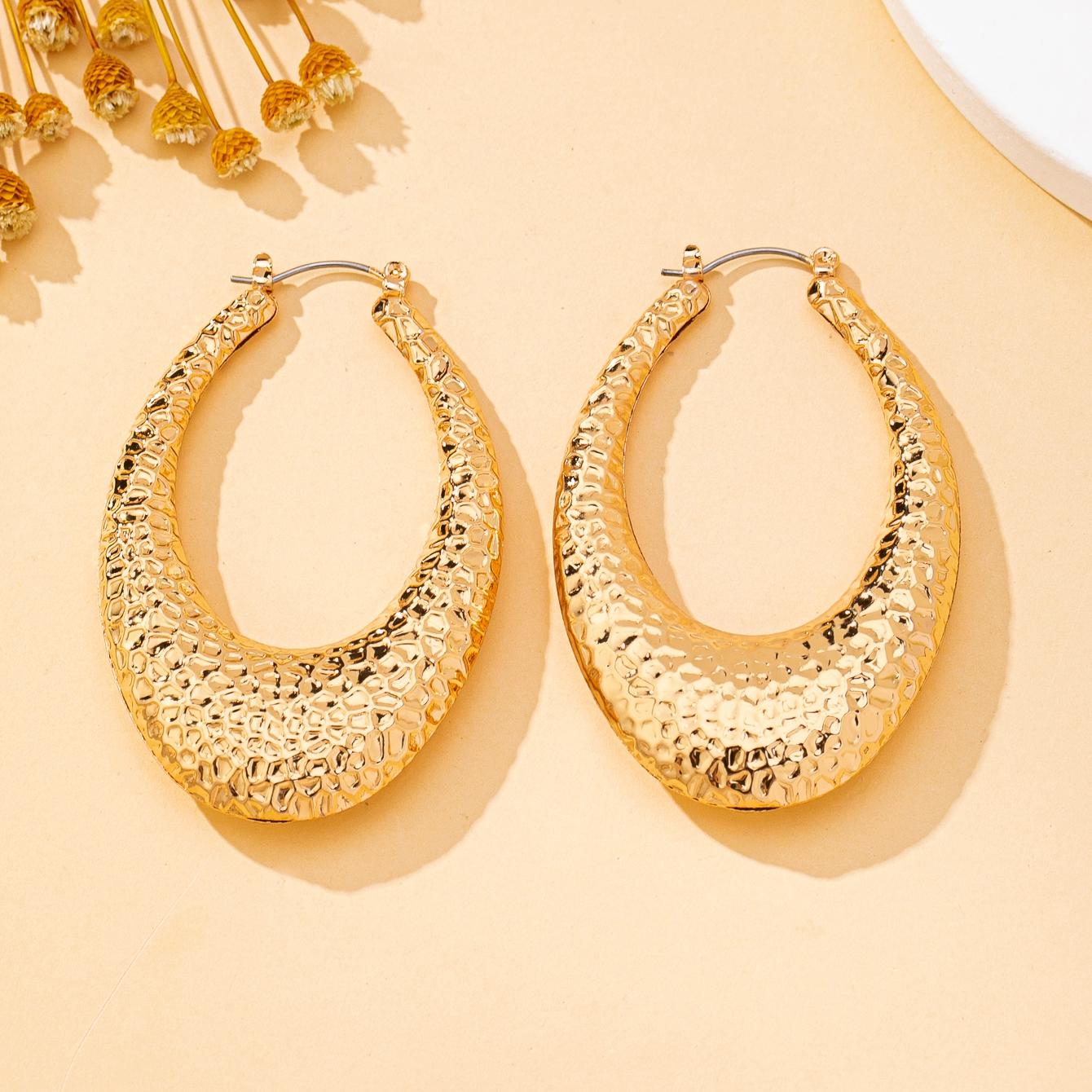

Women s Hoop Earrings, Hammered Pattern Simple Hoop Earrings, Suitable for Daily Wear and Vacation Wear