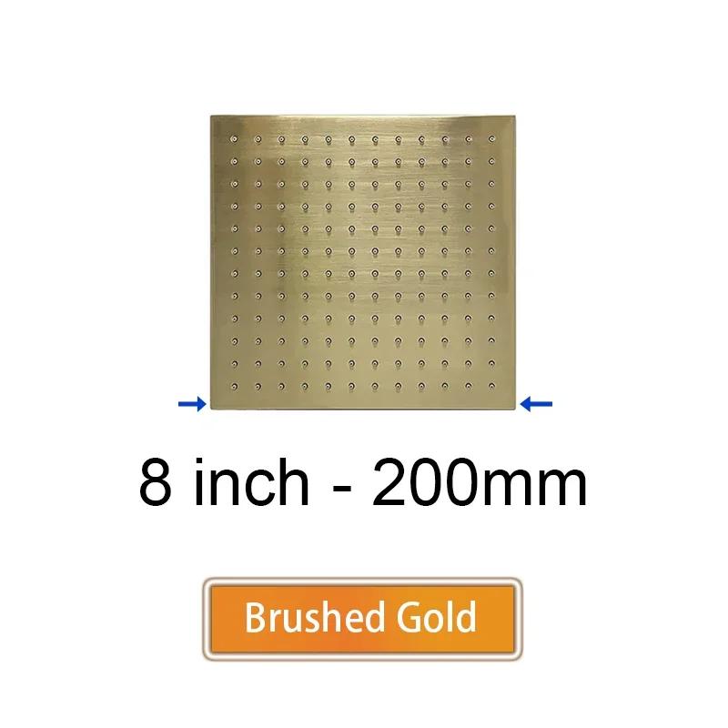 Bathroom Accessories Bath Square Rain Shower Head Quality Brass Shower, Brushed Gold, Rose, Black, Chrome, Brushed Grey