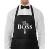 Couple Aprons for Cooking-The Boss The Real Boss Apron Set Funny Adjustable Baking Aprons His and Her Engagement Anniversary Wedding Valentines Day