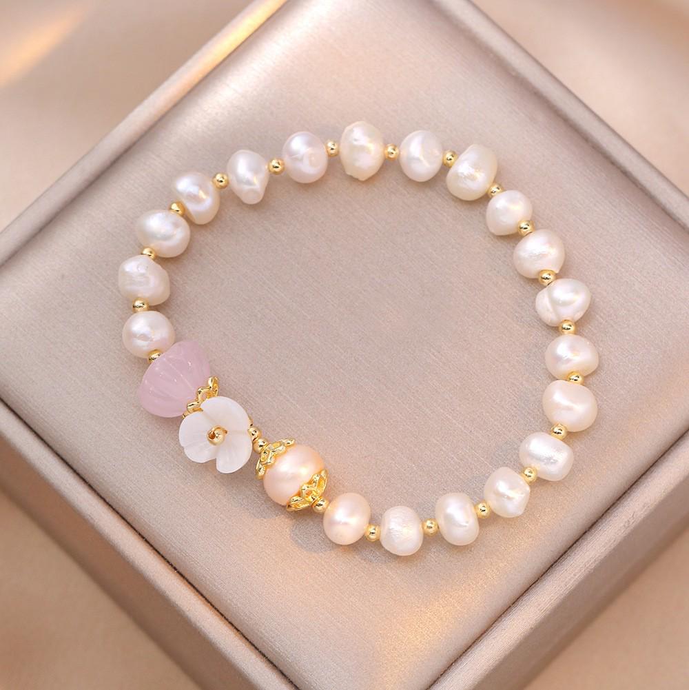 Japanese & Korean Style Shell Flower Freshwater Pearl Bracelet
