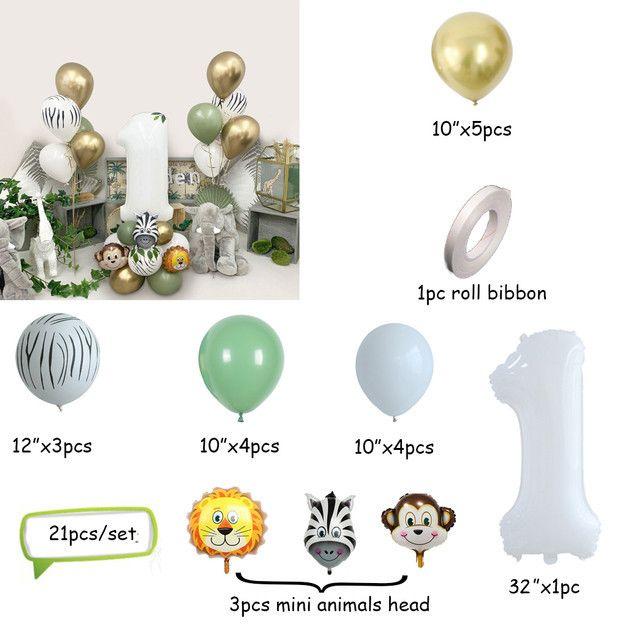 Jungleblad Tema Latex Paljettballonger Set Födelsedagskalas Djurdekorationer Festdekorationer