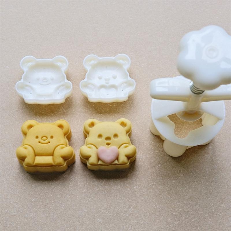 Cookie Stamps Heart Bear Moon Cake Molds Hand Pressure Moon Cake Maker Bakings Tool for MidAutumn Festival