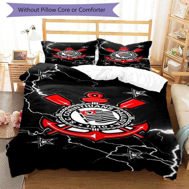 Sport Club Football Crest Printed Pattern Duvet Cover Set – includes 1 duvet cover and 2 matching pillowcases Bedroom decor Christmas gifts