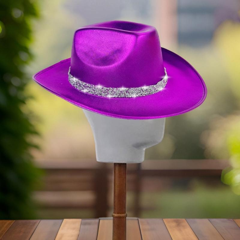 Eye-catching Crystal Cowboy Hats Bride Hat Panama Hat for Bachelorette Party Cowboy Hats for Club Stage Shows