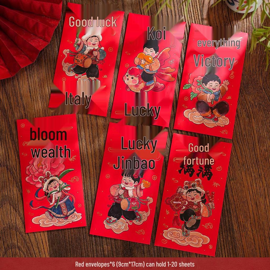 2026 Year of the Horse Cartoon Red Envelopes: Festive Lucky Money Envelopes for Kids - Perfect for Spring Festival Visits