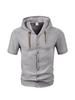 Men's Casual Lightweight Cotton Linen Short-Sleeve Hoodie Cardigan