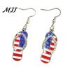 Exquisite Craftsmanship Earrings 1 Pair Hook American Independence Day Pattern Hollow Patriotic Alloy Heart Star Shape Red White Blue Jewelry