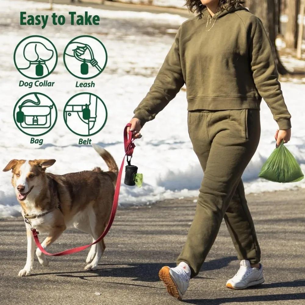 Portable Dog Walking Pet Dog Poop Bag Dispenser Waterproof with Carabiner Clip Dog Poop Bag Holder Zipper Storage Bag Pet