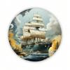 Vintage Storm Ship Metal Sign Round Nautical Wall Decor Waterproof Bar Pub Man Cave
