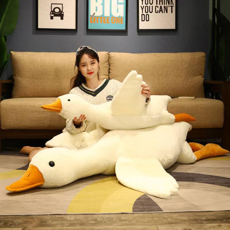 Internet celebrity big white goose plush toy sleeping soothing sleeping doll goose doll long throw pillow gift