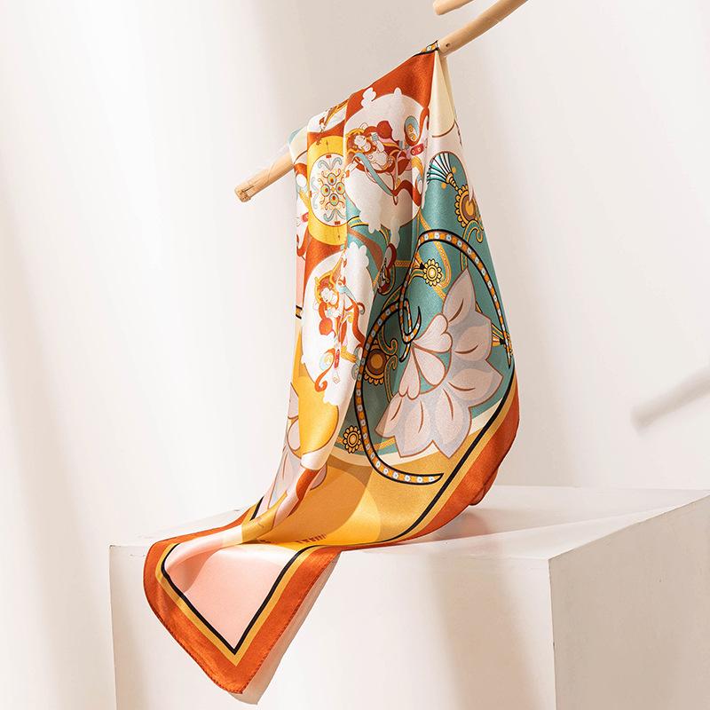 Mulberry Silk Scarf Spring and Summer Versatile Flower Language Black and White Printed Yarn Sunscreen Shawl Girls Gift