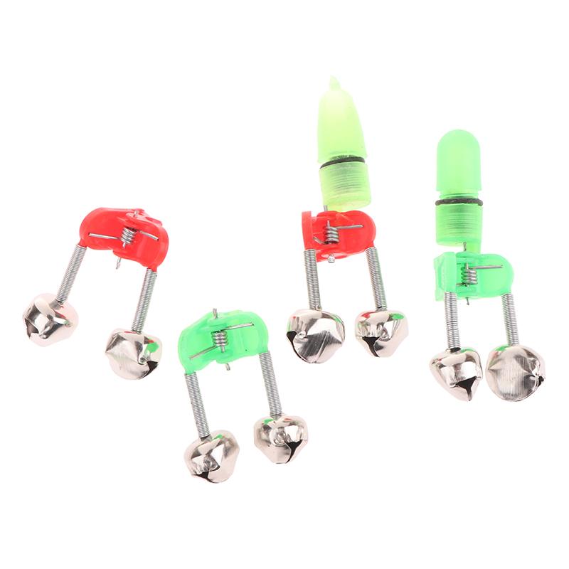 10Pcs Fishing Rod Tip Clips Plastic Fishing Bells Clips Night Fishing Fish Bite Bait Alarm Indicator Light With Dual Alert Bells