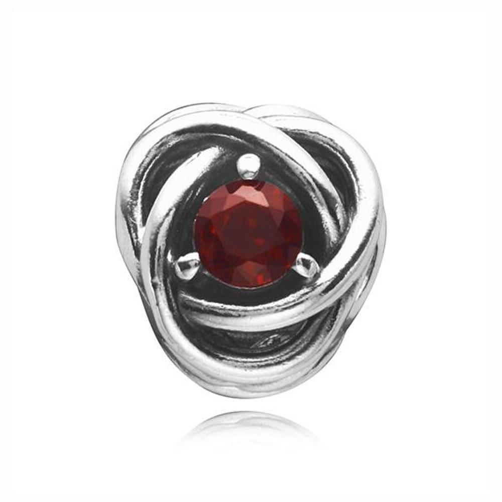 

PANDORA 790065C06 January Birthstone Red Eternity Circle Silver Charm 790065C06